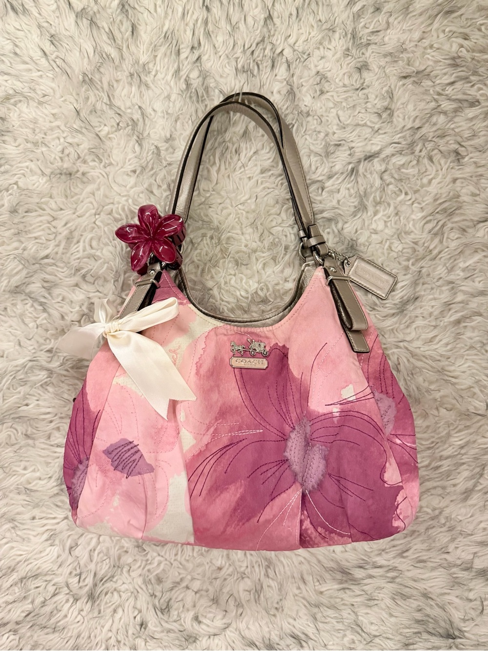 Coach Maddison Maggie Embroidered Floral Shoulder Bag - Pink Multi